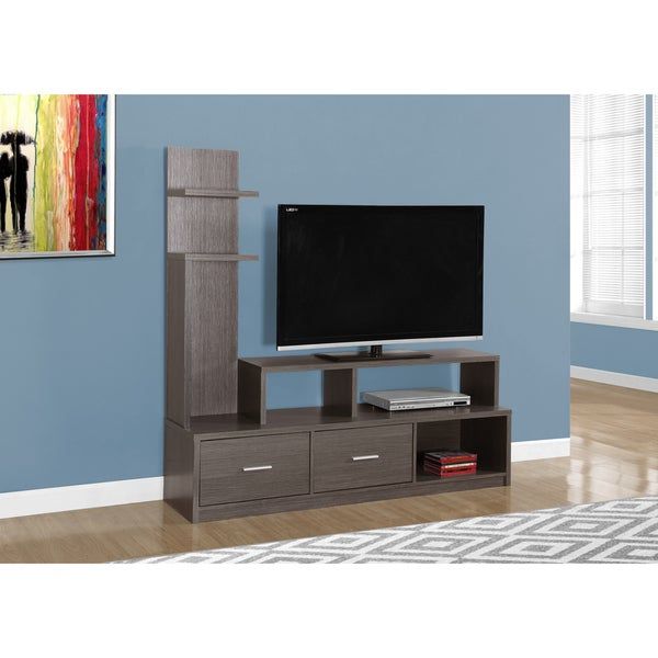 Grey Wood Grain Look Tv Stand And Display Tower Regarding Grey Wooden Tv Stands (View 8 of 15)