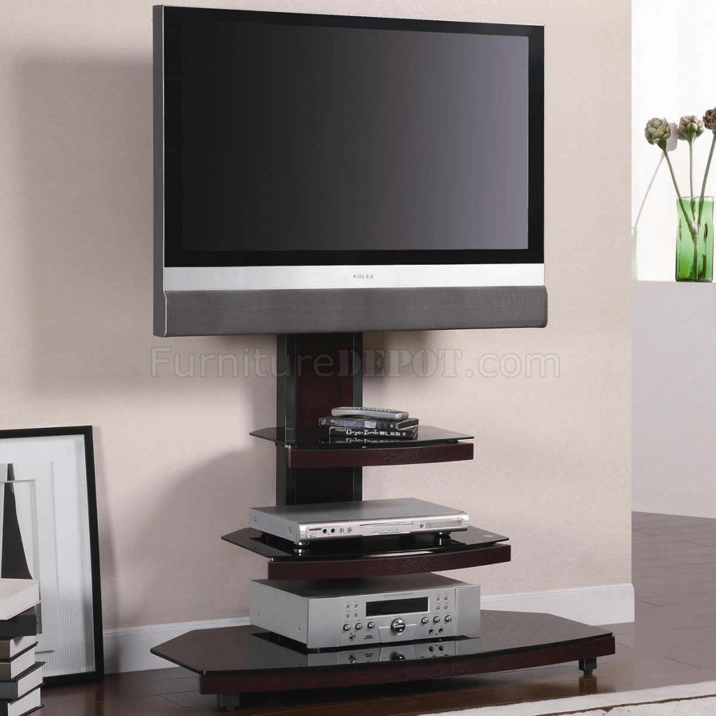Gun Metal With Wood & Tempered Black Glass Modern Tv Stand Within Modern Black Tv Stands On Wheels With Metal Cart (View 2 of 15)
