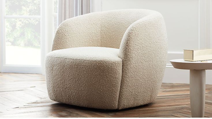 Gwyneth Ivory Boucle Chair + Reviews | Cb2 | Cozy Chair Throughout Camila Poly Blend Sectional Sofas Off White (View 4 of 15)