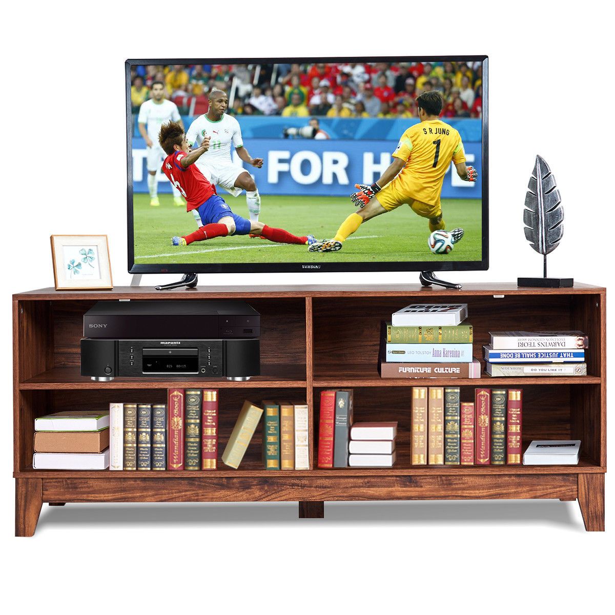 Gymax 58'' Modern Wood Tv Stand Console Storage With Regard To Modern Wood Tv Stands (View 11 of 15)