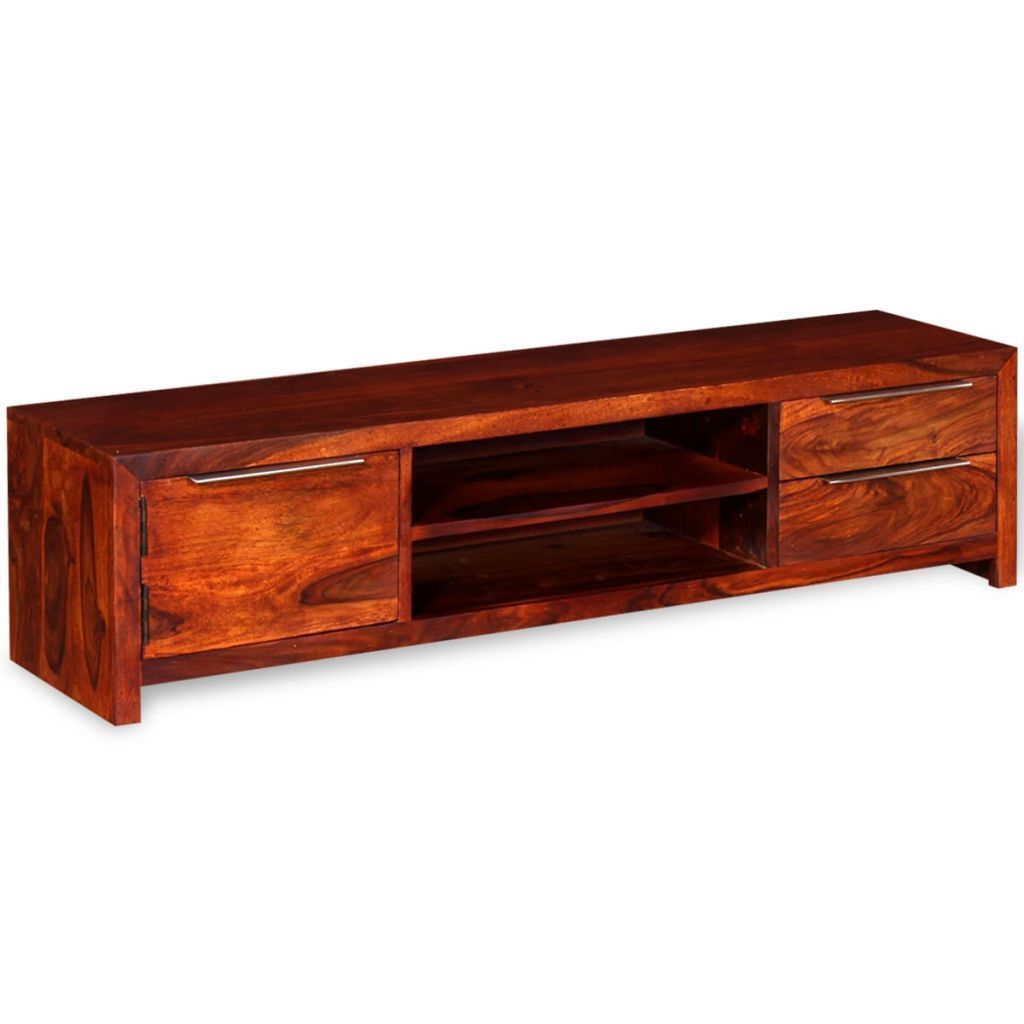 H4home Rustic Tv Stand Cabinet Solid Sheesham Wood Brown Pertaining To Sheesham Wood Tv Stands (View 6 of 15)
