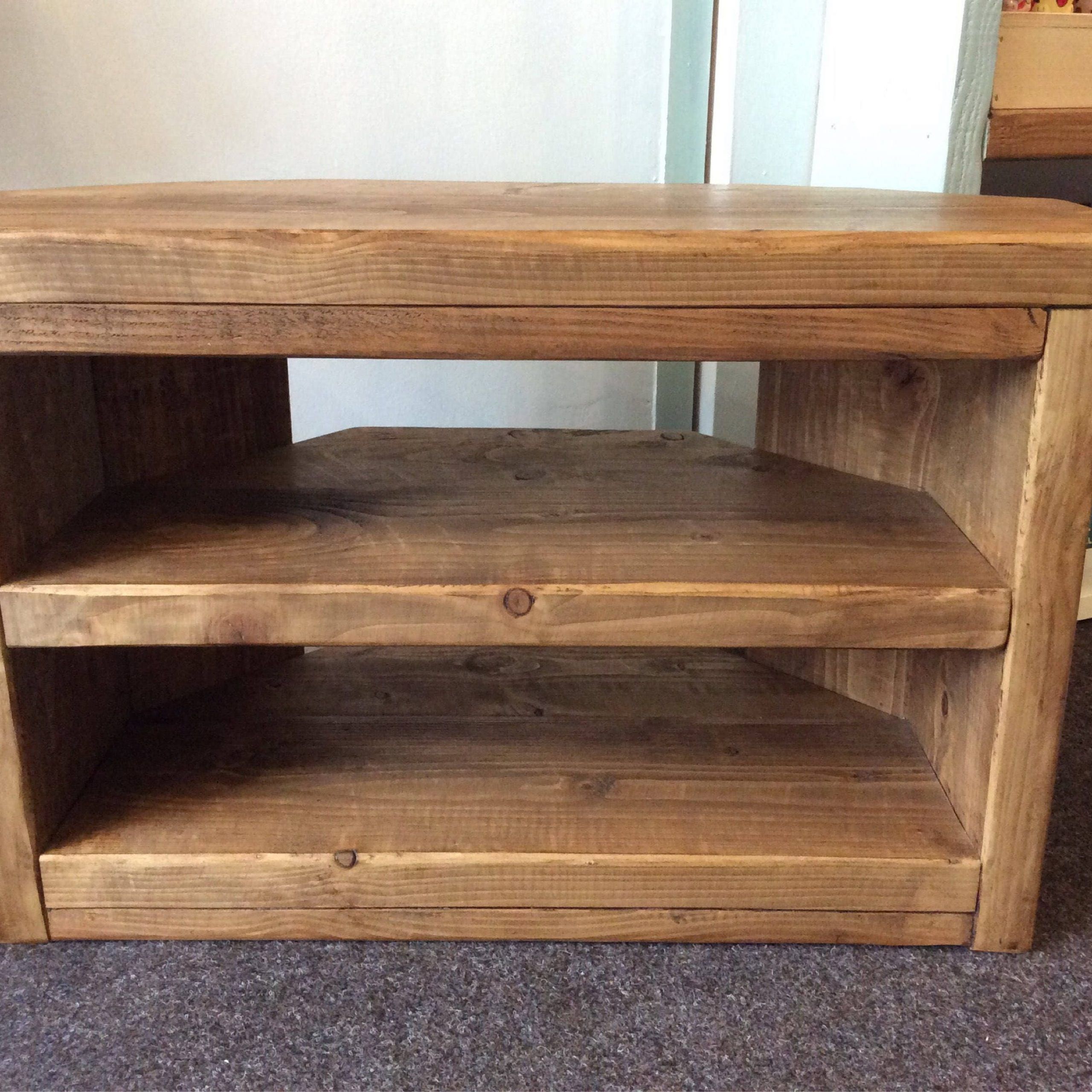 Hand Made Solid Wood Corner Tv Stand Solid Wood Rustic For Chunky Wood Tv Unit (View 1 of 15)