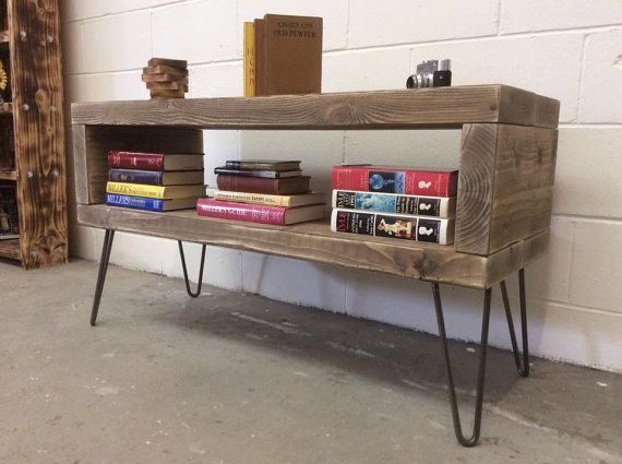 Handmade Solid Reclaimed Beam Wood Tv Stand Hallway Or Pertaining To Beam Through Tv Stand (Photo 13 of 15)