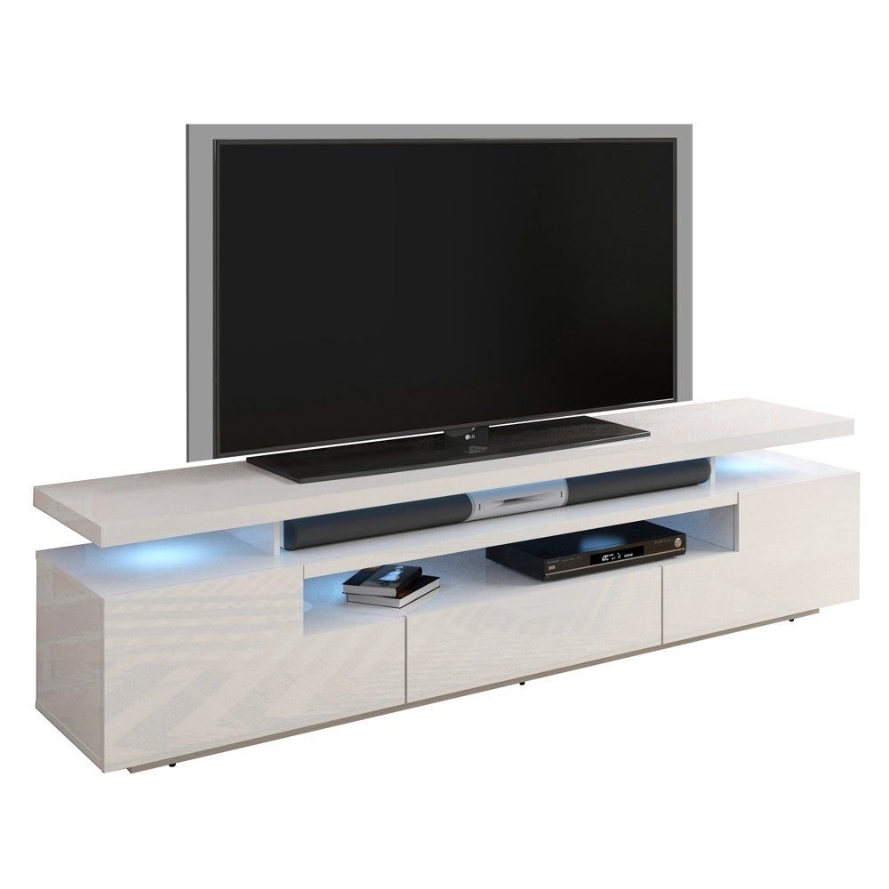 Handys Canby 77 Inch High Gloss Tv Stand With Led Lights Intended For Ktaxon Modern High Gloss Tv Stands With Led Drawer And Shelves (View 1 of 15)