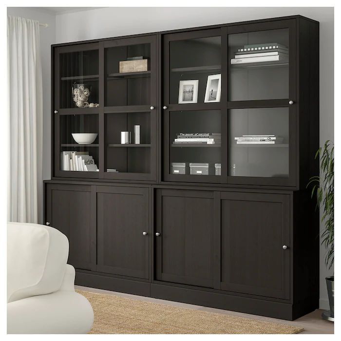 Havsta Storage With Sliding Glass Doors, Dark Brown, 95 1 Intended For Dark Brown Tv Cabinets With 2 Sliding Doors And Drawer (View 9 of 15)