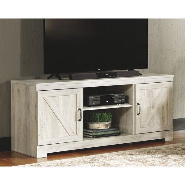 He73 Whitewash Tv Stand In Farmhouse Woven Paths Glass Door Tv Stands (View 4 of 15)