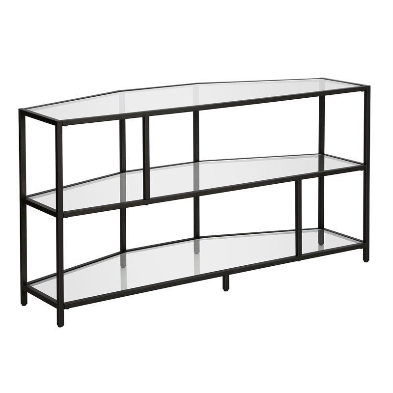 Henn&hart Black Metal Tv Stand 48 In. W – Tv0571 Within Tabletop Tv Stands Base With Black Metal Tv Mount (Photo 14 of 15)