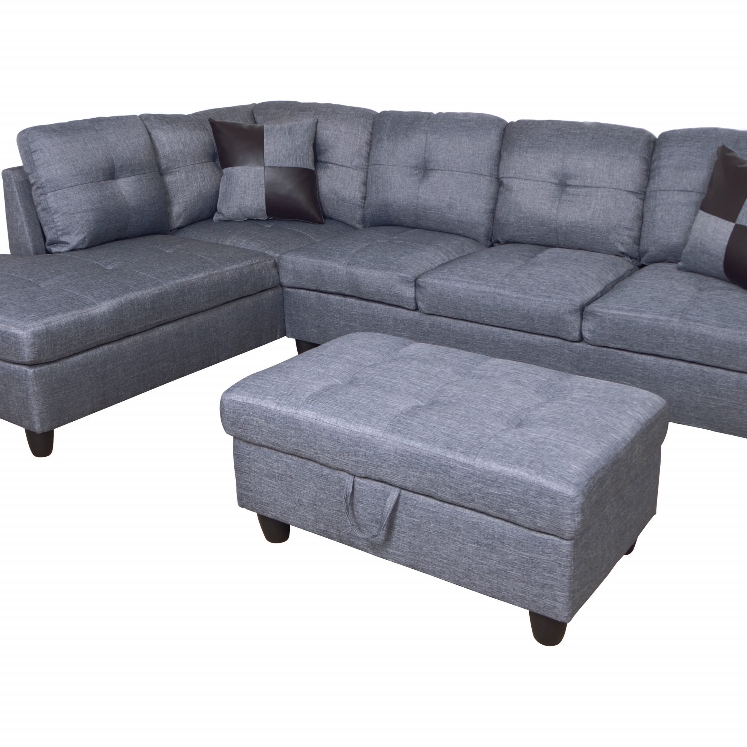 Hermann Left Chaise Sectional Sofa With Storage Ottoman Within Celine Sectional Futon Sofas With Storage Reclining Couch (View 7 of 15)