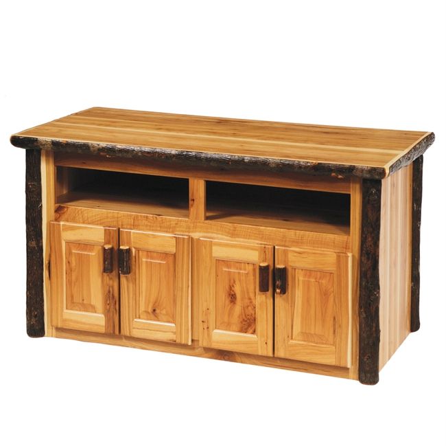Hickory Log Widescreen Tv Stand ~ Lonesome Cottage Within Widescreen Tv Stands (Photo 12 of 15)