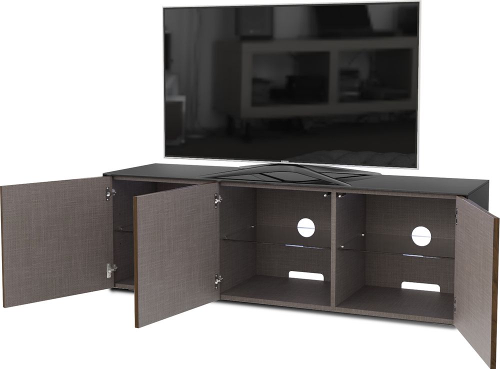 High Gloss Black And Walnut Effect Tv Cabinet 150cm With Pertaining To Walnut And Black Gloss Tv Unit (View 9 of 15)