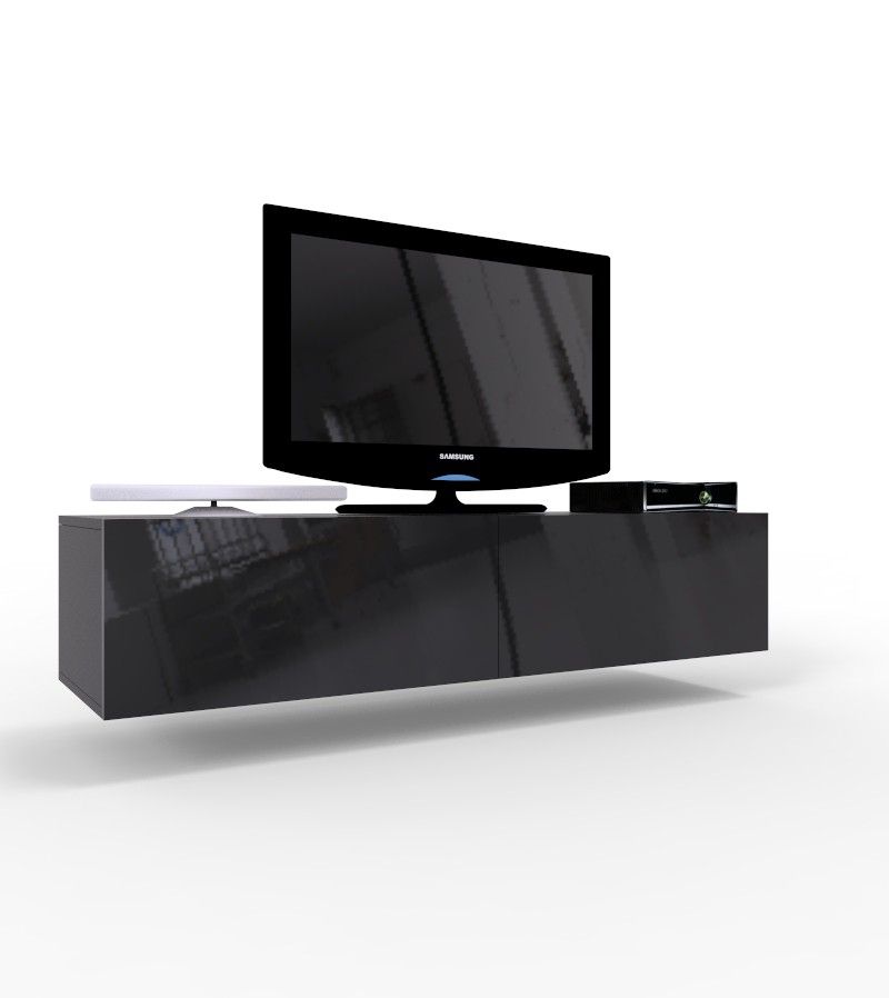 High Gloss Black Tv Cabinet Wall Mounted Floating With Black Gloss Tv Wall Unit (Photo 14 of 15)
