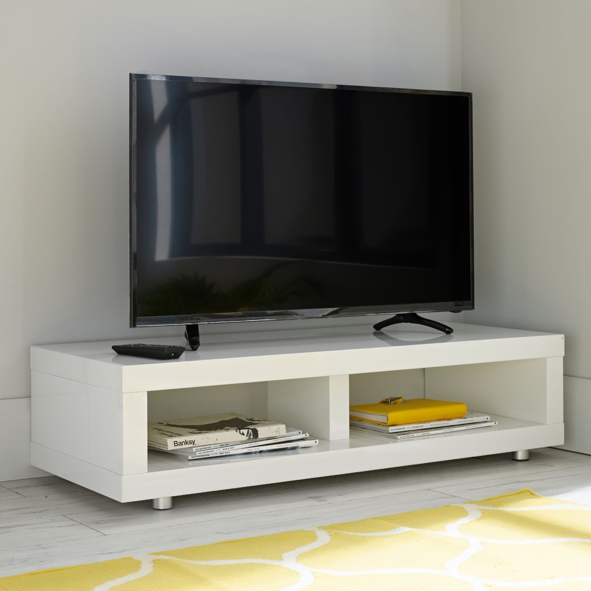 High Gloss Contemporary White Tv Television Stand Unit Cabinet For Contemporary Tv Stands (View 2 of 15)