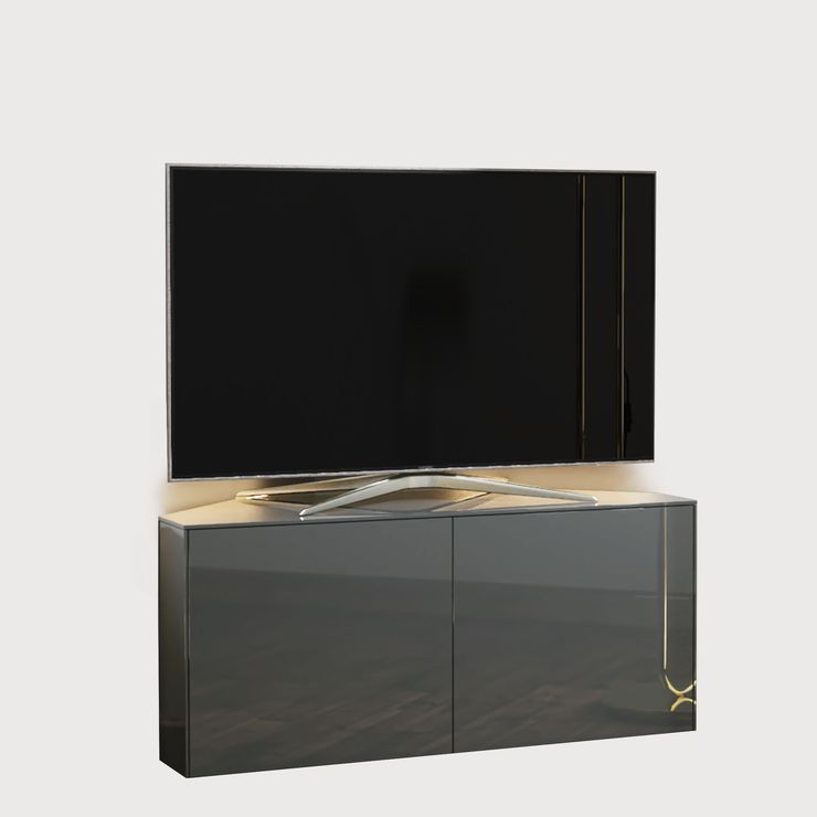 High Gloss Grey Corner Tv Cabinet 110cm With Wireless For High Gloss Corner Tv Unit (View 5 of 15)