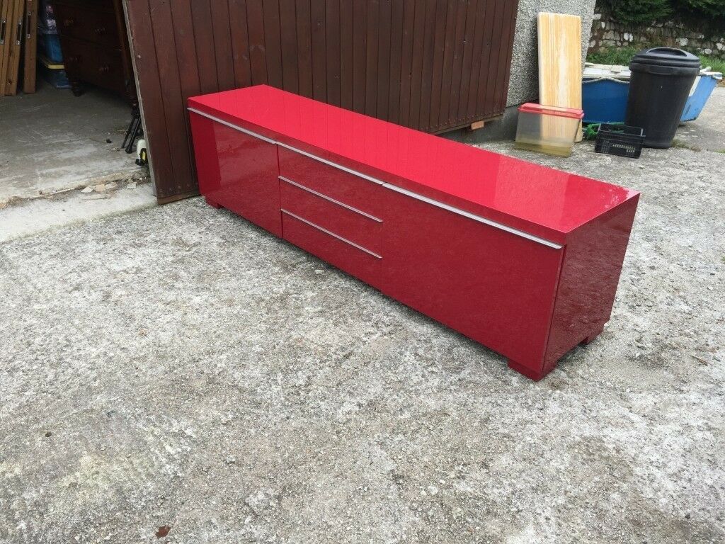 High Gloss Red Tv Stand/media Unit, Good Sturdy Condition Regarding Red Tv Units (View 5 of 15)