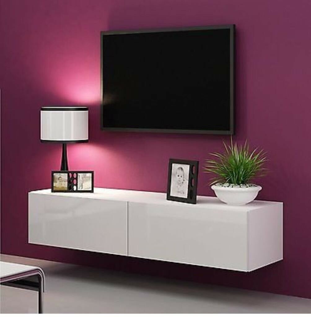 High Gloss Tv Stand Cabinet Led Light Choice Floating Wall In Floating Glass Tv Stands (View 11 of 15)