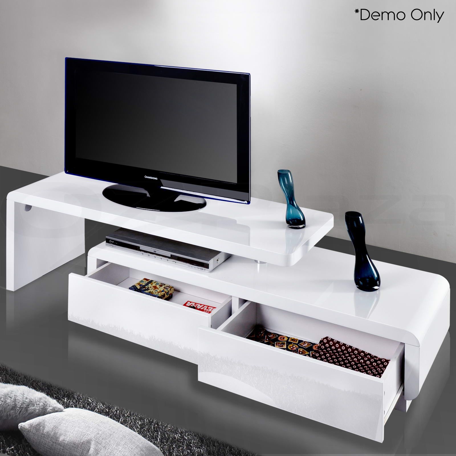 High Gloss Tv Stand Entertainment Unit Adjustable Lowline With Regard To Gloss Corner Tv Unit (View 8 of 15)