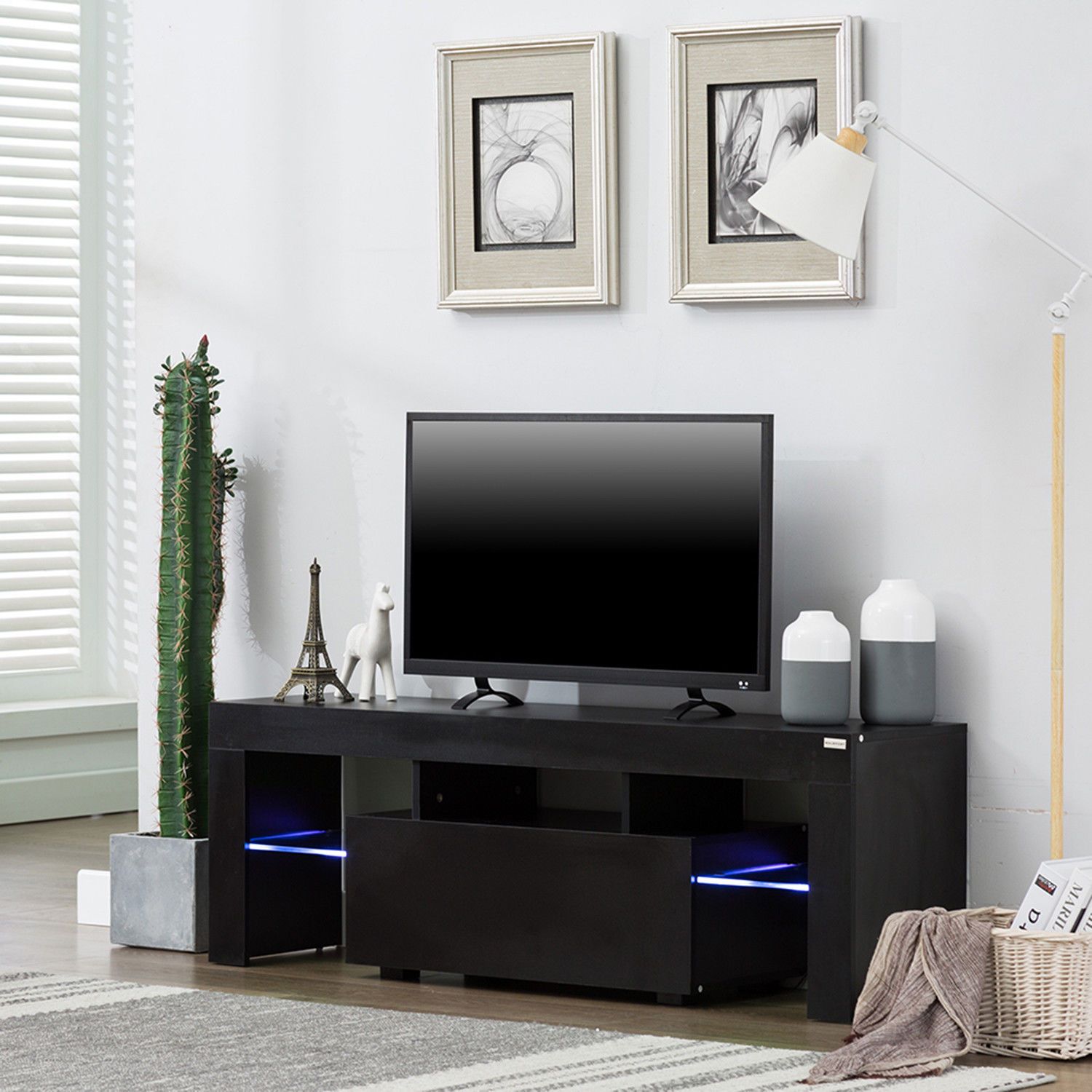 High Gloss Tv Stand Unit Cabinet Console Furniture W/led With Regard To Tv Cabinets Black High Gloss (Photo 12 of 15)