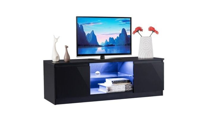 High Gloss Tv Stand Unit Cabinet Media Console Furniture Pertaining To Tv Stands Cabinet Media Console Shelves 2 Drawers With Led Light (View 5 of 15)