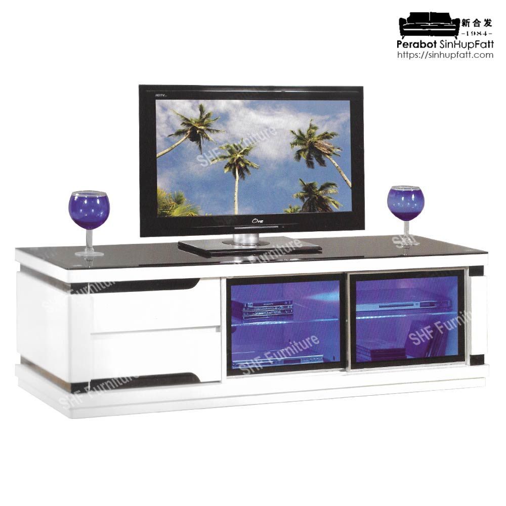 High Gloss White Color Tv Cabinet With Glass Top – Kedai In Tv Cabinet Gloss White (View 2 of 15)