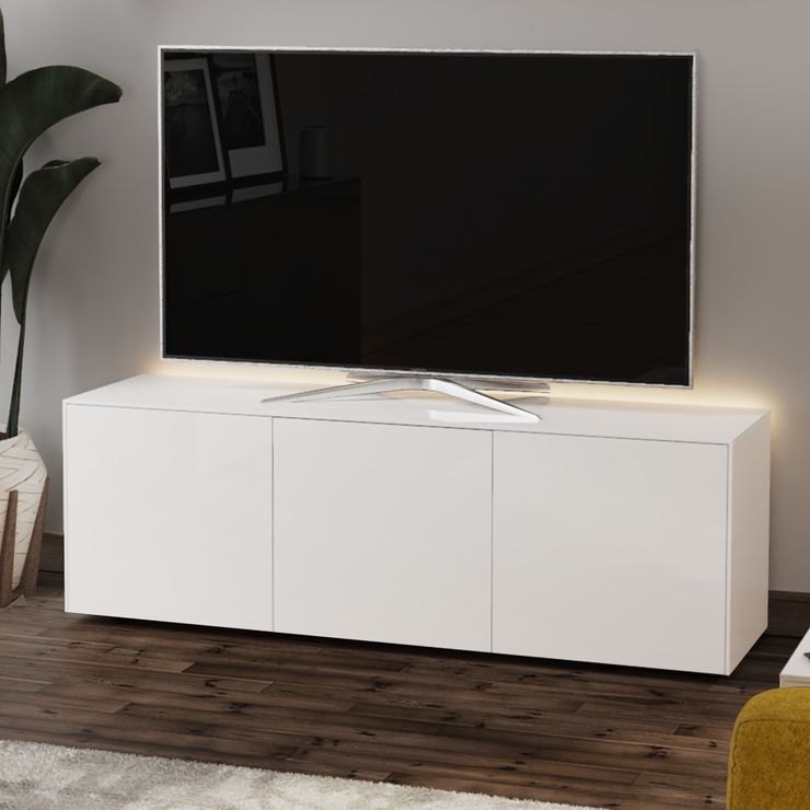 High Gloss White Tv Cabinet 150cm With Wireless Phone Regarding Cheap White Gloss Tv Unit (View 11 of 15)