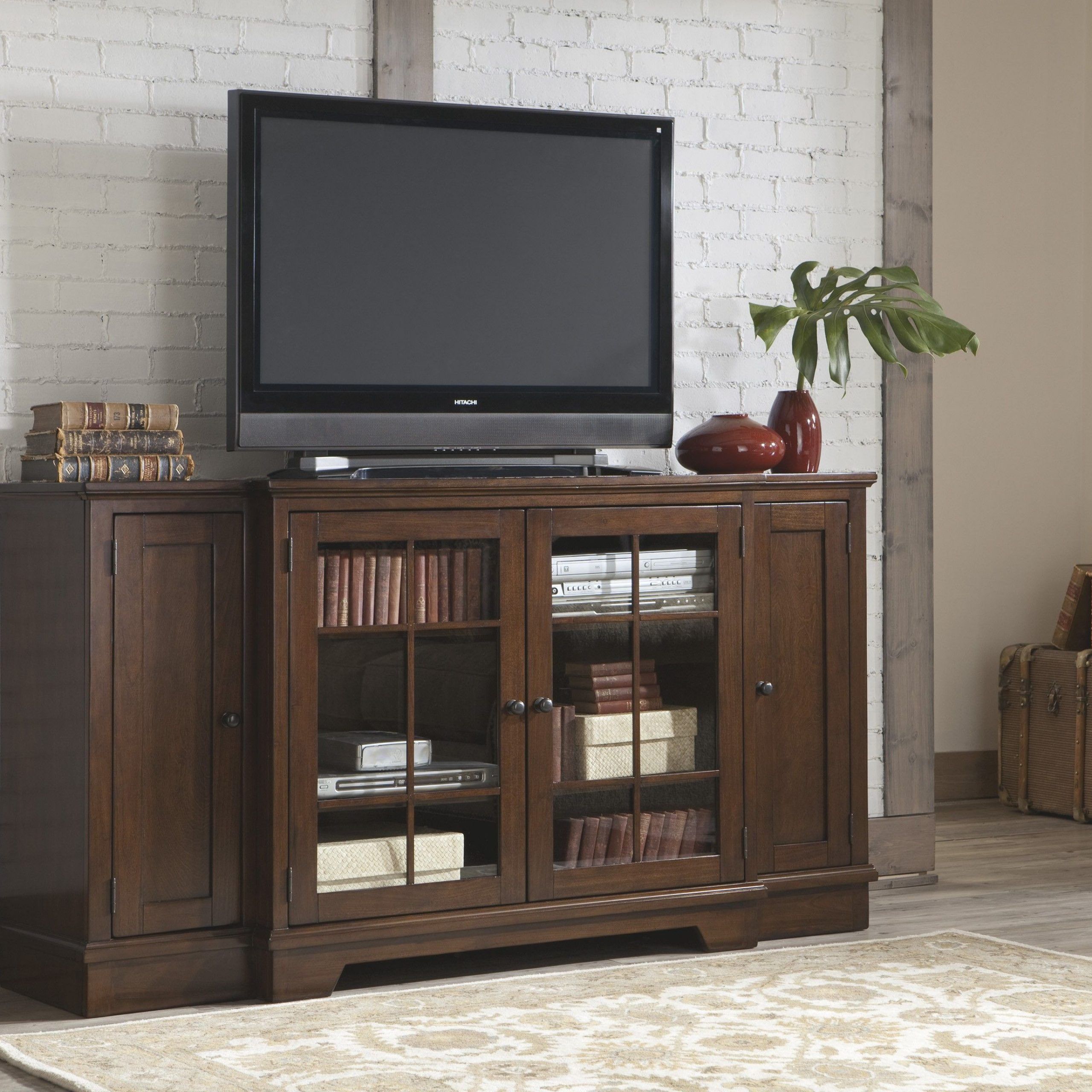 Hodgenville Rustic Brown Tall Extra Large Tv Stand | Large Intended For Tall Tv Cabinets Corner Unit (View 6 of 15)