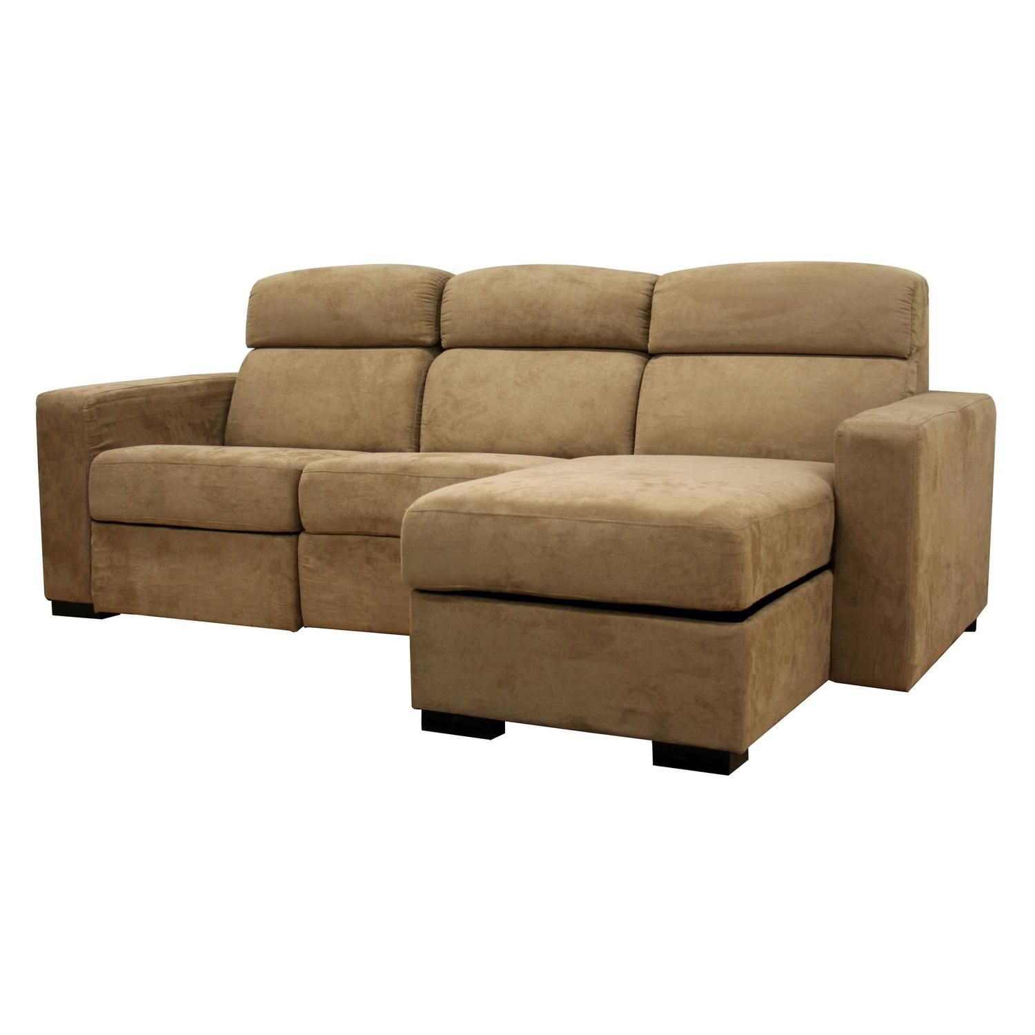 Holcomb Tan Microfiber Storage Chaise And Reclining For Copenhagen Reclining Sectional Sofas With Right Storage Chaise (View 6 of 15)