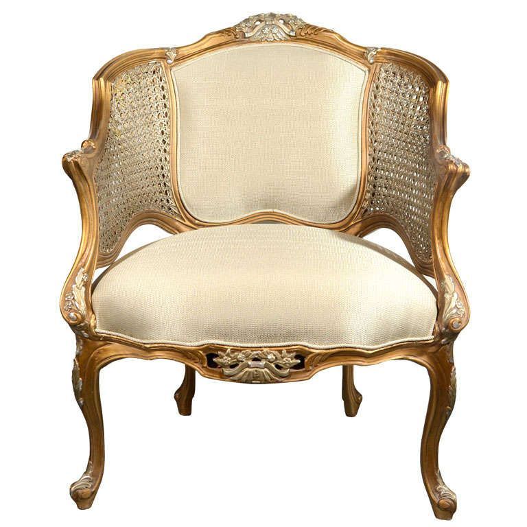 Hollywood Regency Louis Xv Style Gilt Bergere Chair In With Lucy Cane Grey Wide Tv Stands (View 15 of 15)