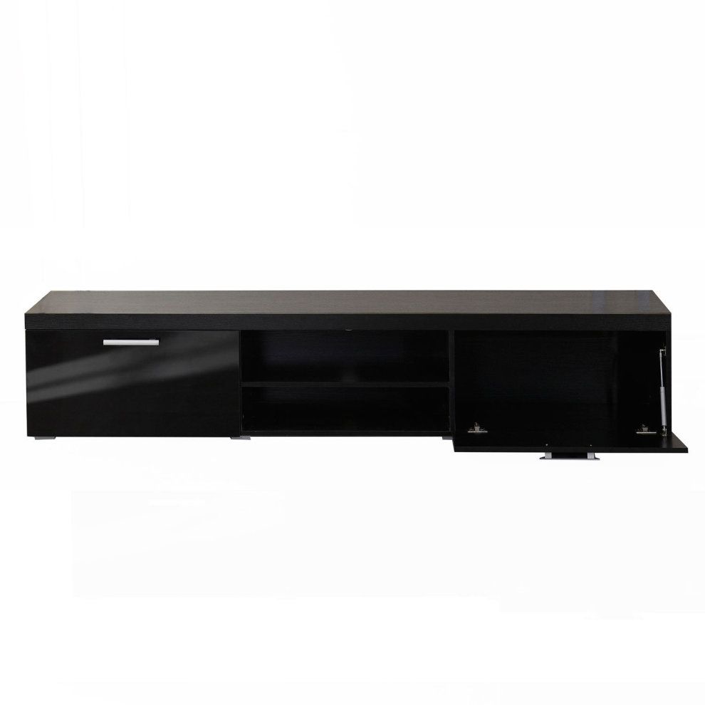 Homcom 2 Meter Long Modern Tv Cabinet Low Bench Stand Unit With Regard To Low Long Tv Stands (View 13 of 15)
