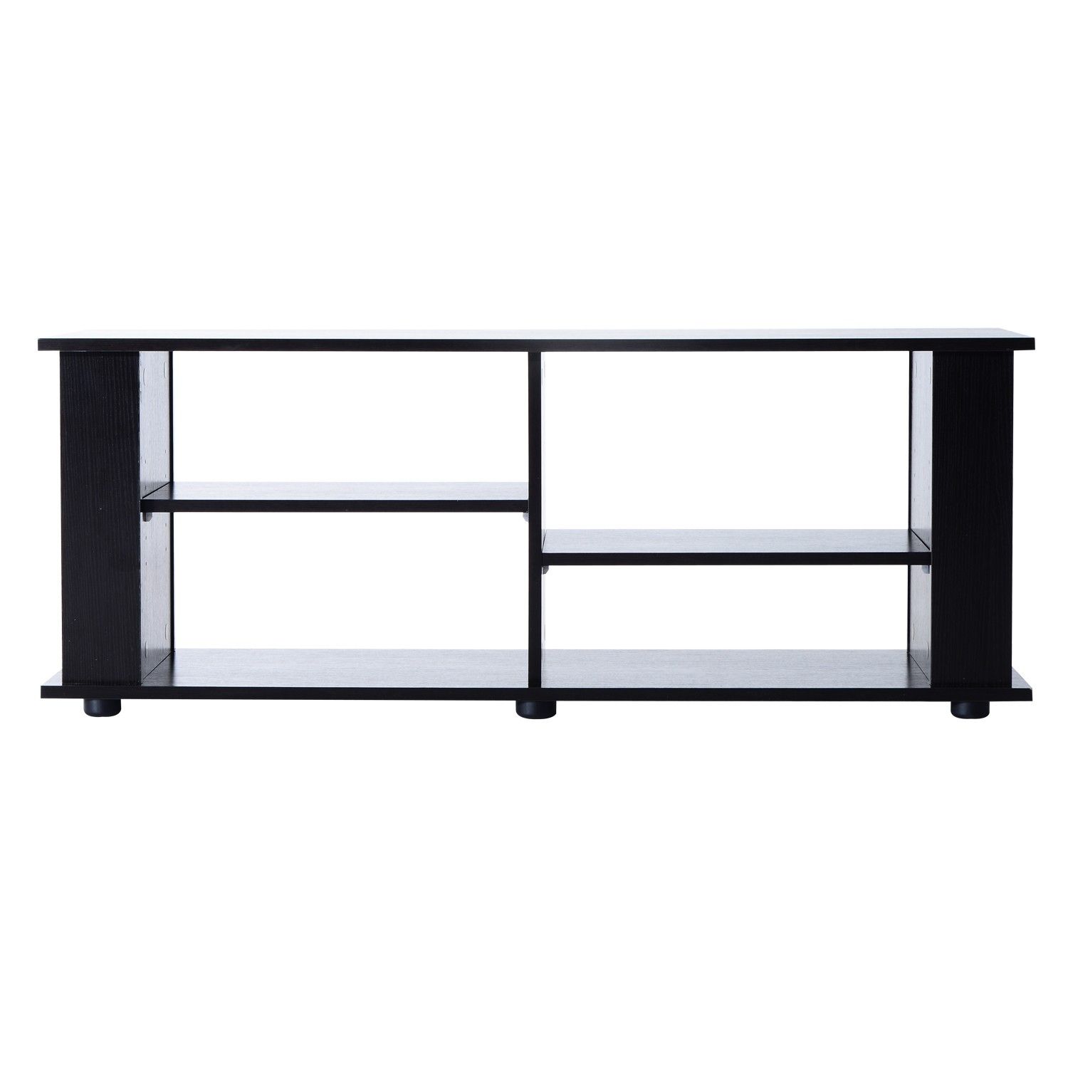 Homcom 48" Modern Open Adjustable Shelf Tv Stand – Black For Simple Open Storage Shelf Corner Tv Stands (View 13 of 15)