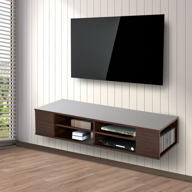 Homcom Floating Tv Stand Cabinet Wall Mounted Intended For Console Under Wall Mounted Tv (View 14 of 15)