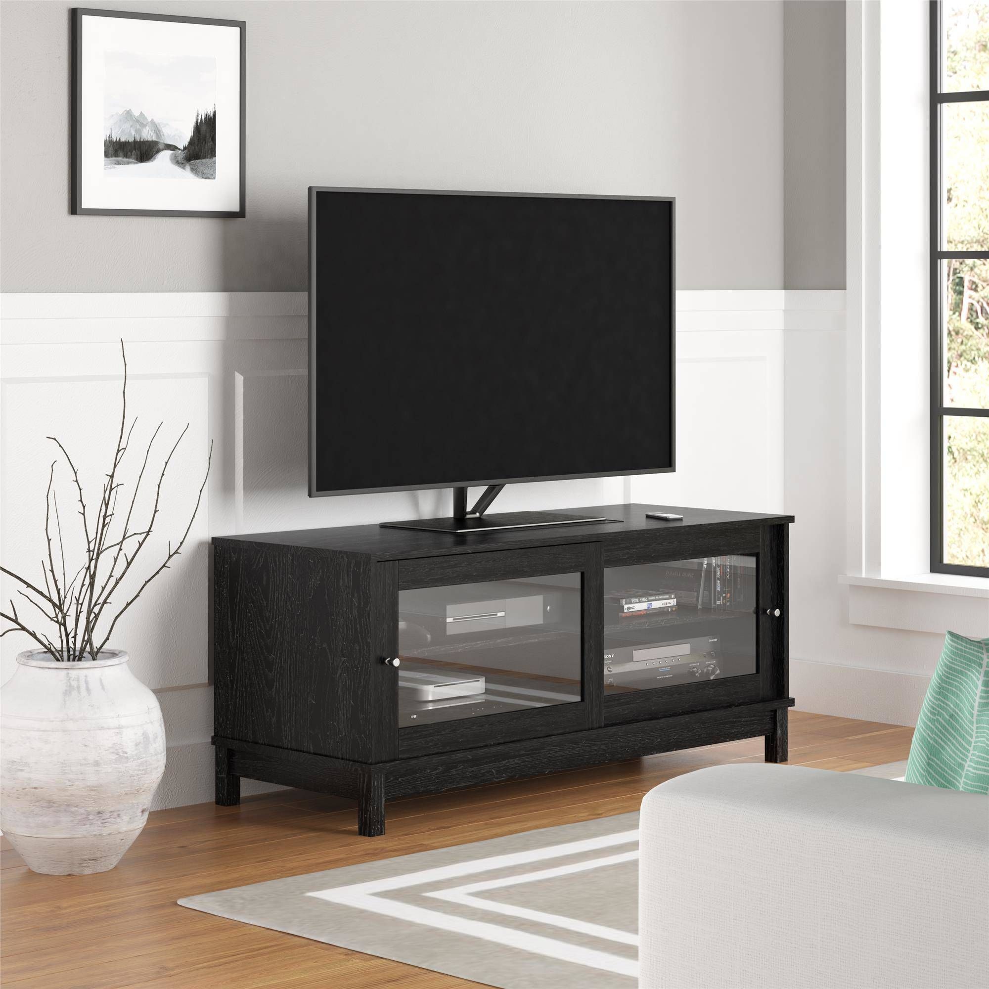 Home Entertainment Center Tv Stand Media Storage With For Modern Sliding Door Tv Stands (View 11 of 15)