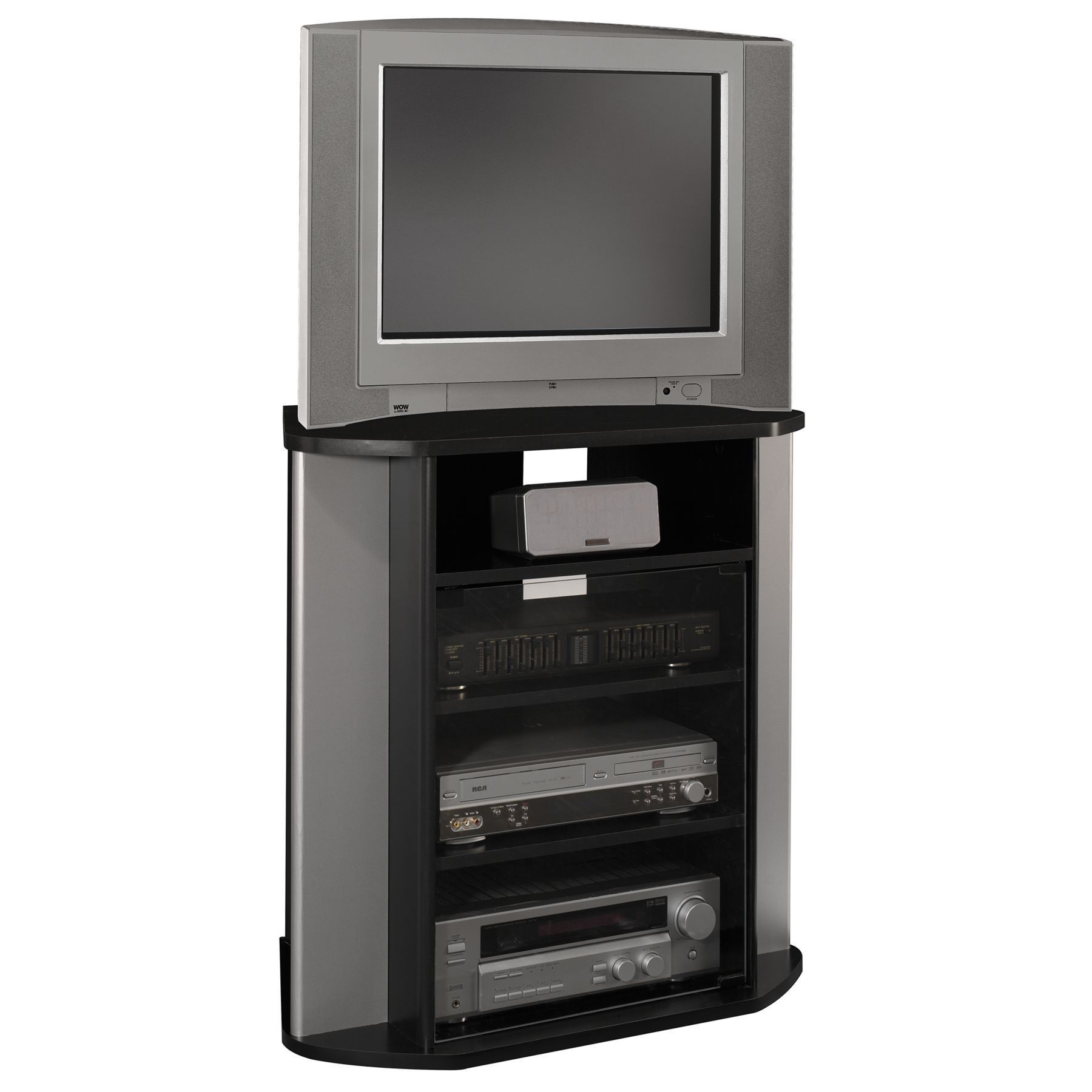 Home & Garden Bush Furniture Visions Tall Corner Tv Stand With Regard To Tall Black Tv Cabinets (View 4 of 15)