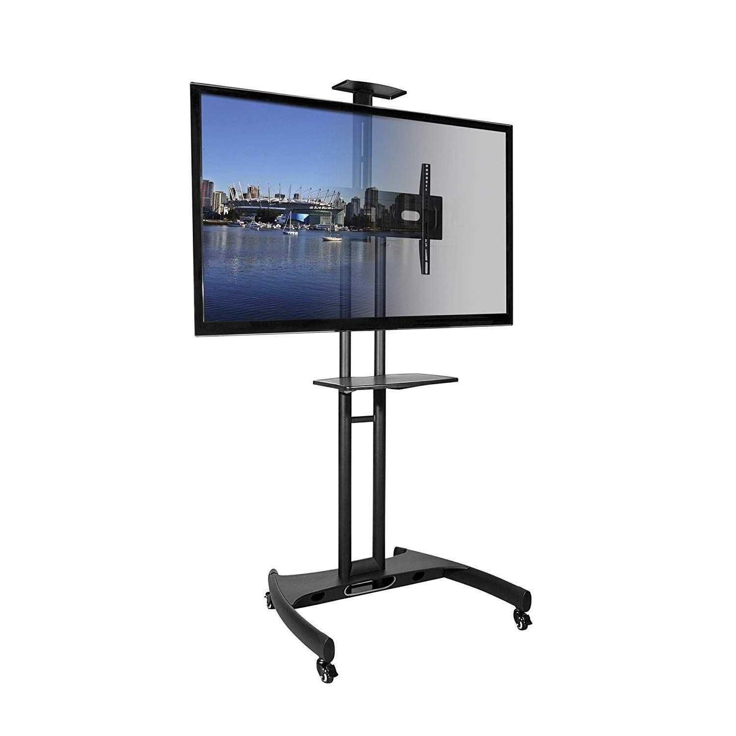 Home Joy Tv Stand With Wheels Portable Mobile Frame Flat In 65 Inch Tv Stands With Integrated Mount (View 4 of 15)