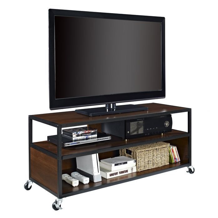 Home Loft Concepts Haley Tv Stand | Mobile Tv Stand, Tv Within Modern Black Tv Stands On Wheels (View 6 of 15)