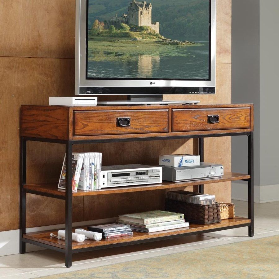 Home Styles Modern Craftsman Oak Tv Cabinet At Lowes Throughout Light Oak Tv Stands Flat Screen (View 4 of 15)