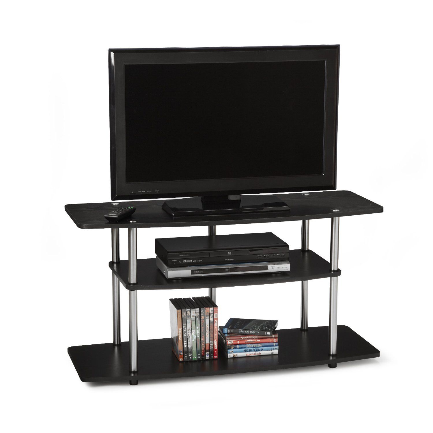Homedesign: Television Stands & Entertainment Centers Within Wide Tv Stands Entertainment Center Columbia Walnut/black (View 6 of 15)