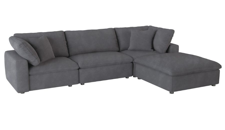 Homelegance 9546gy 4pc 4 Pc Guthrie Gray Fabric Down Intended For 4pc Beckett Contemporary Sectional Sofas And Ottoman Sets (View 13 of 15)