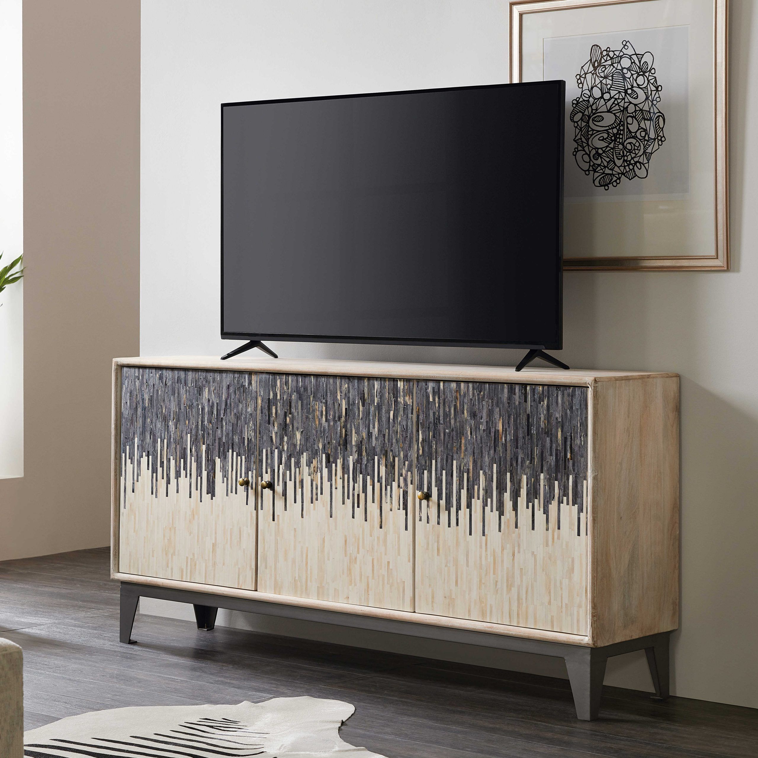 Hooker Furniture Light Wood 69'' Wide Tv Console For Lucy Cane Grey Wide Tv Stands (View 2 of 15)