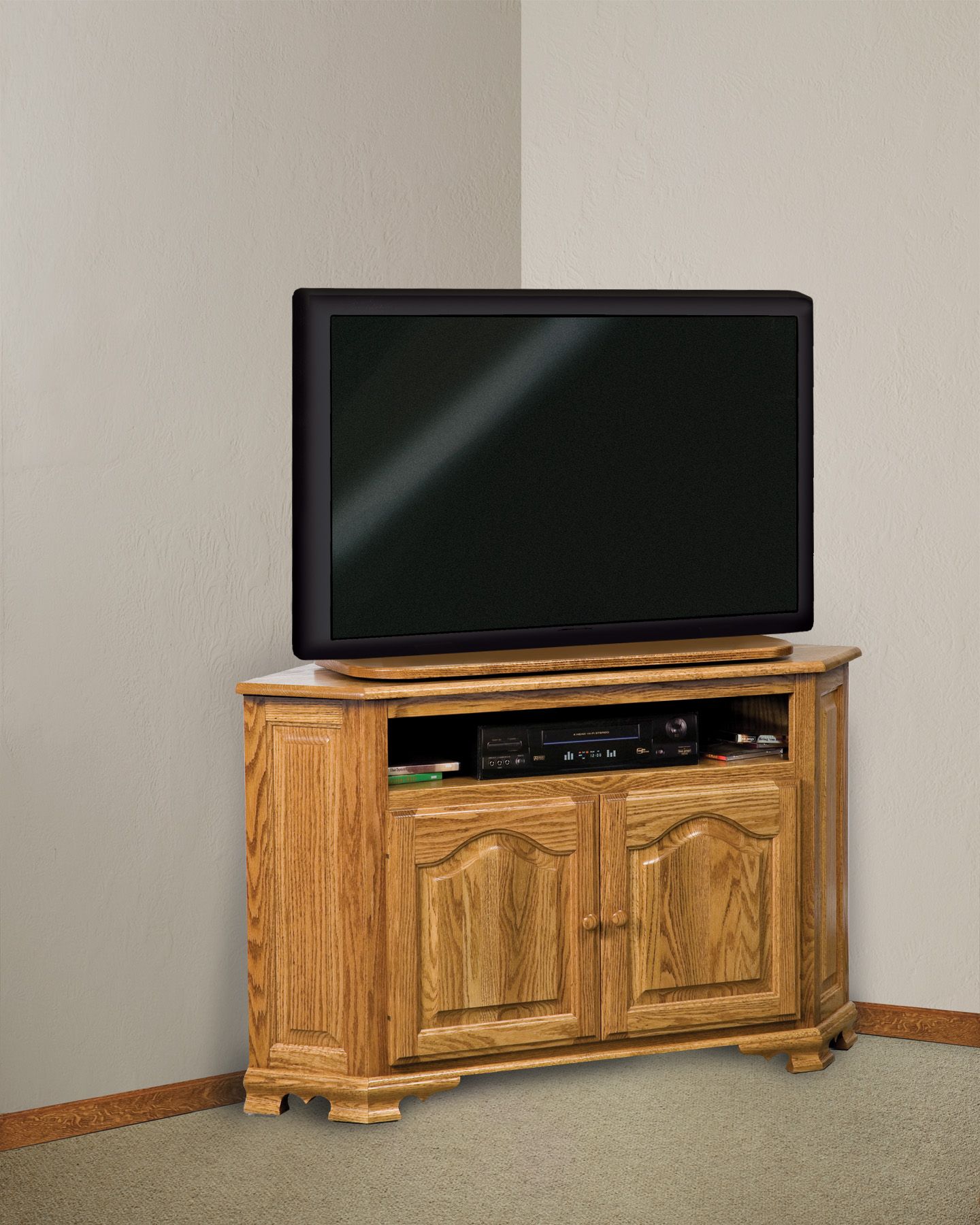 Hoosier Heritage Corner Tv Stand | Amish Solid Wood Tv With Regard To Rustic Corner 50&quot; Solid Wood Tv Stands Gray (View 4 of 15)