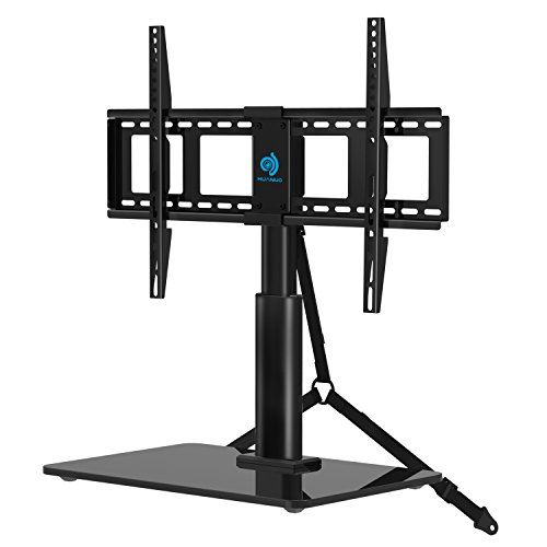 Huanuo Hn Tvs03 Universal Adjustable Table Top Tv Stands With Regard To Modern Black Universal Tabletop Tv Stands (View 3 of 15)
