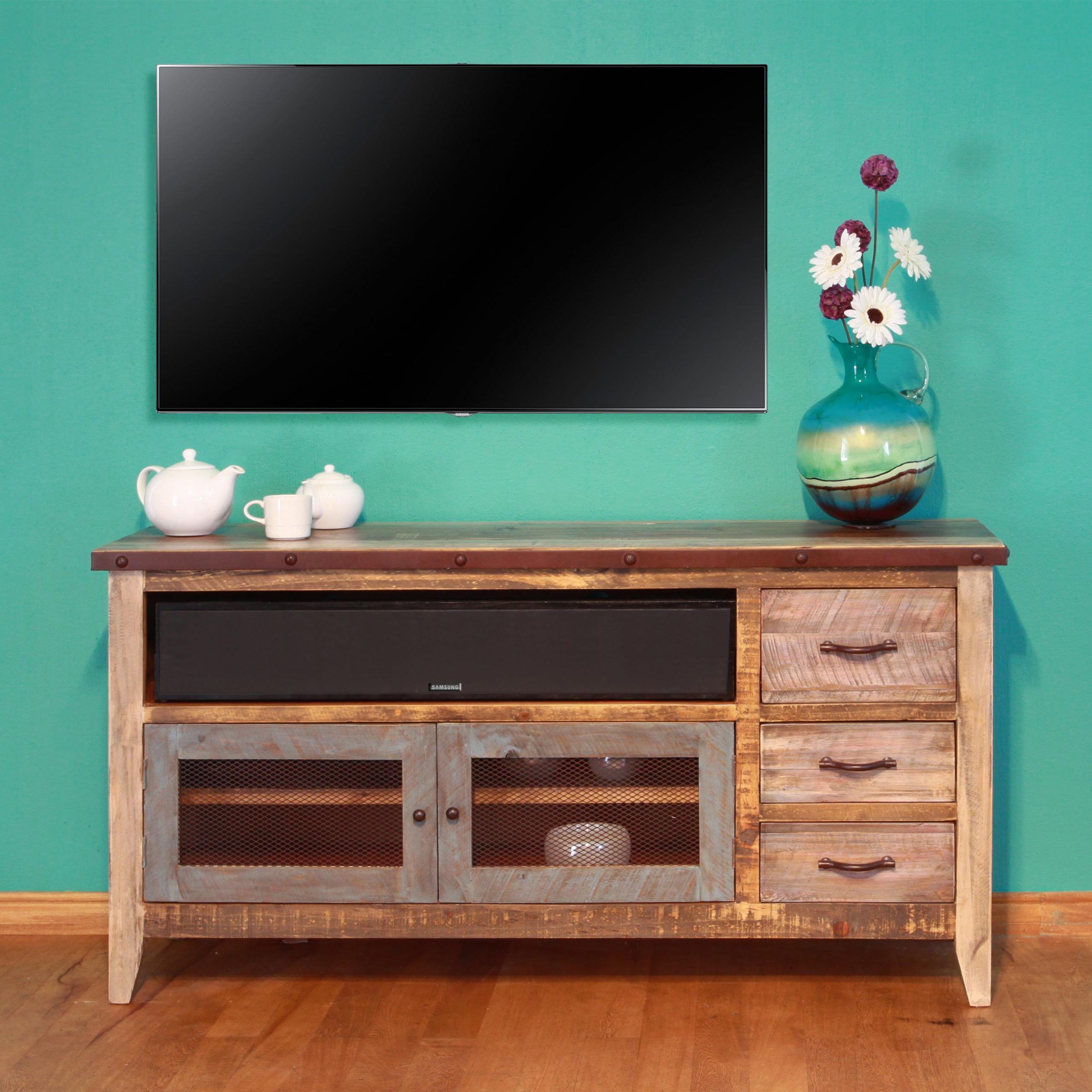 Ifd International Furniture Direct 900 Antique Solid Pine In Pine Tv Cabinets (View 4 of 15)