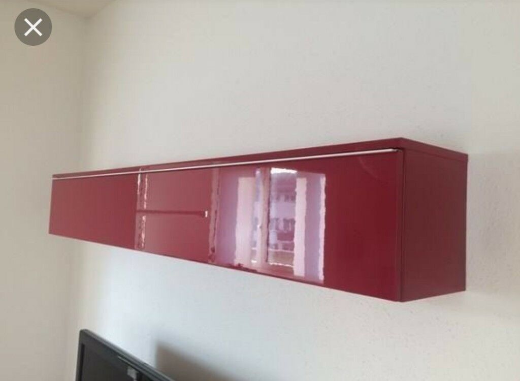 Ikea Besta Burs Red Gloss Wall Unit. | In Padgate With Regard To Red Gloss Tv Unit (Photo 9 of 15)