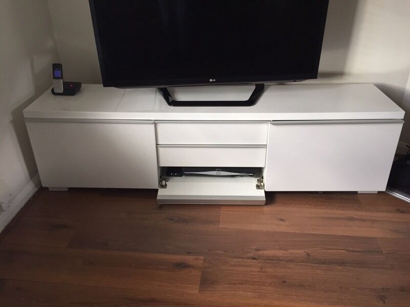 Ikea Besta Burs Tv Cabinet Stand Bench High Gloss White Throughout High Gloss Tv Bench (View 8 of 15)