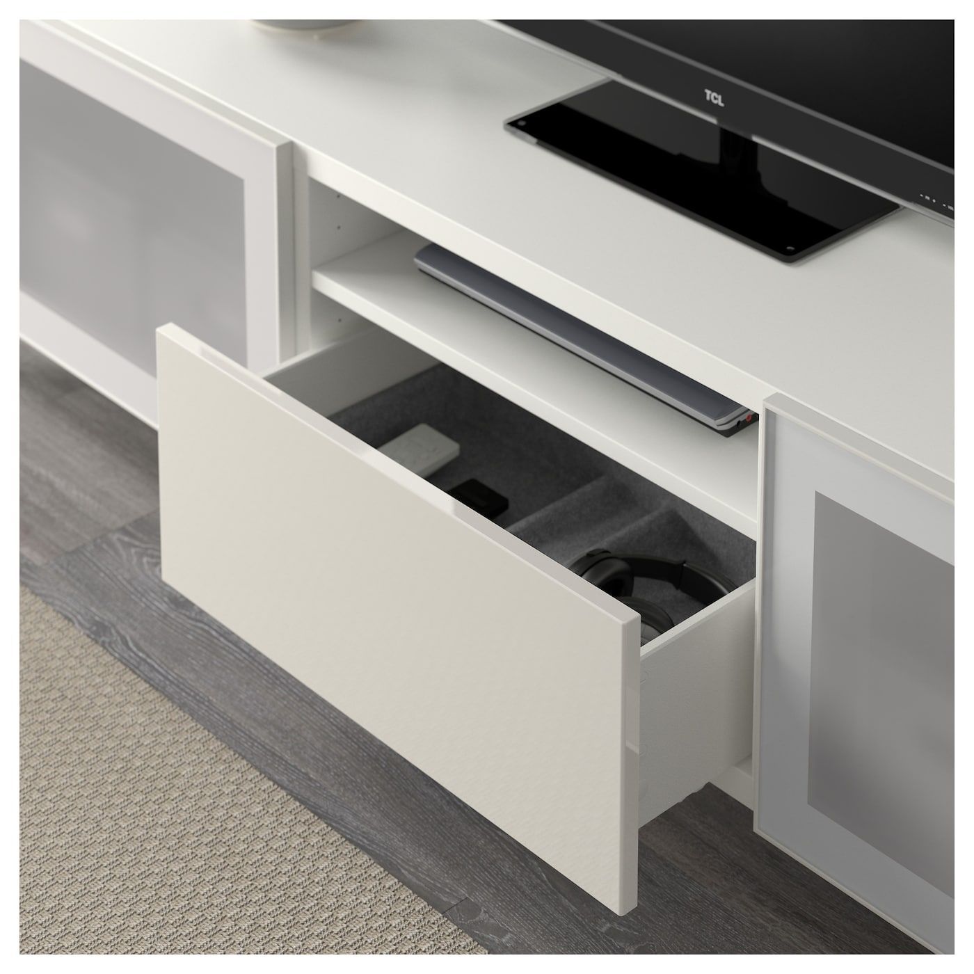 Ikea – Bestå Tv Bench White, Selsviken High Gloss/white Intended For Ikea White Gloss Tv Units (Photo 15 of 15)