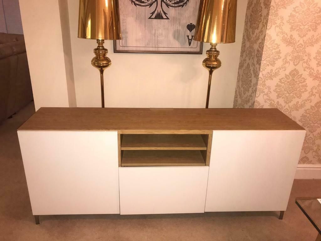 Ikea Besta White Gloss Wood Tv Cabinet Unit Furniture | In Within Cheap White Gloss Tv Unit (View 8 of 15)