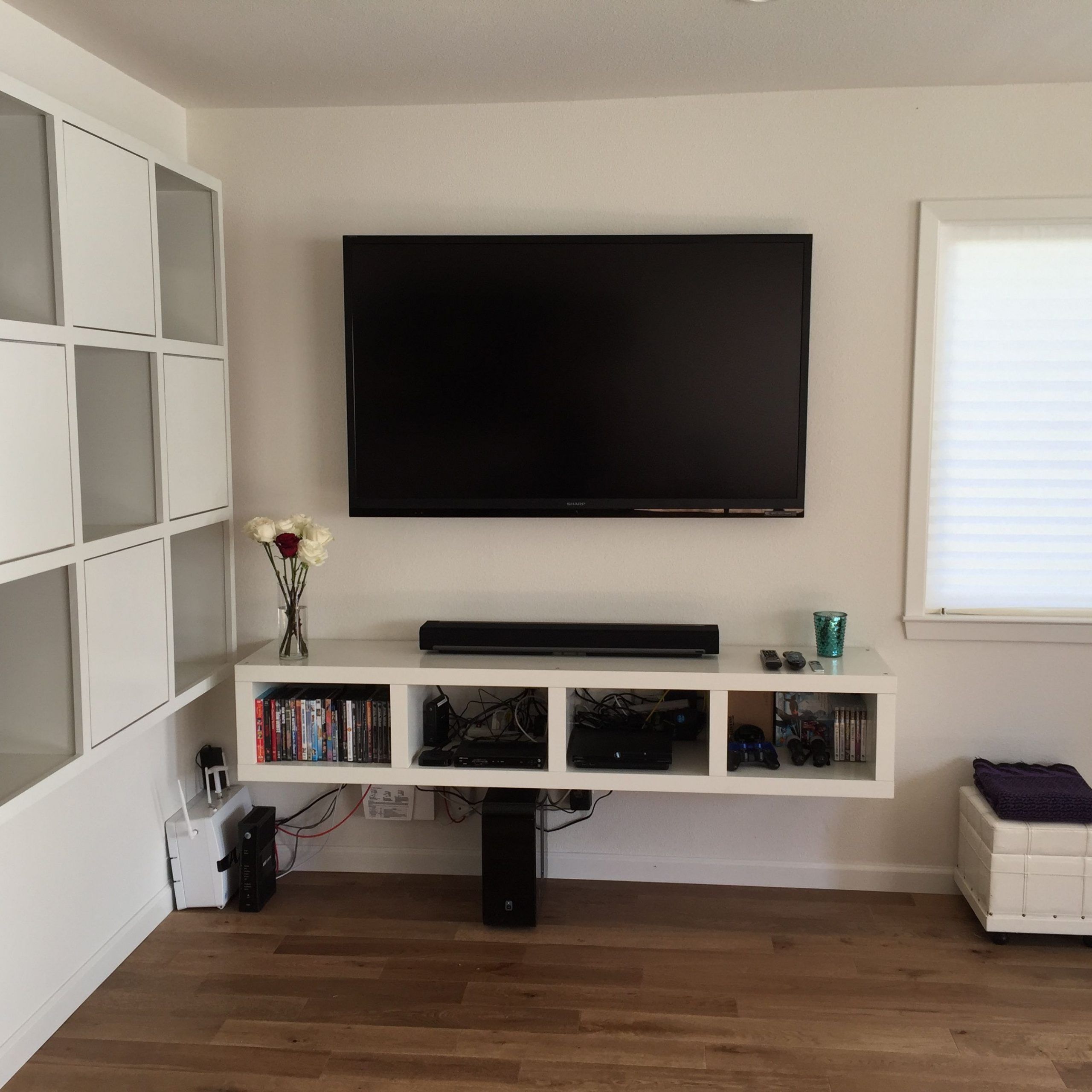 Ikea Bookshelf Converted To Floating Tv Stand – Expedit Within Wall Mounted Tv Cabinet Ikea (View 10 of 15)