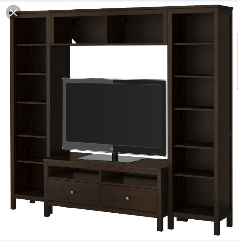 Ikea Hemnes Tv Storage Unit – Full Set Black | Tv Tables Throughout Tv Storage Unit (View 9 of 15)
