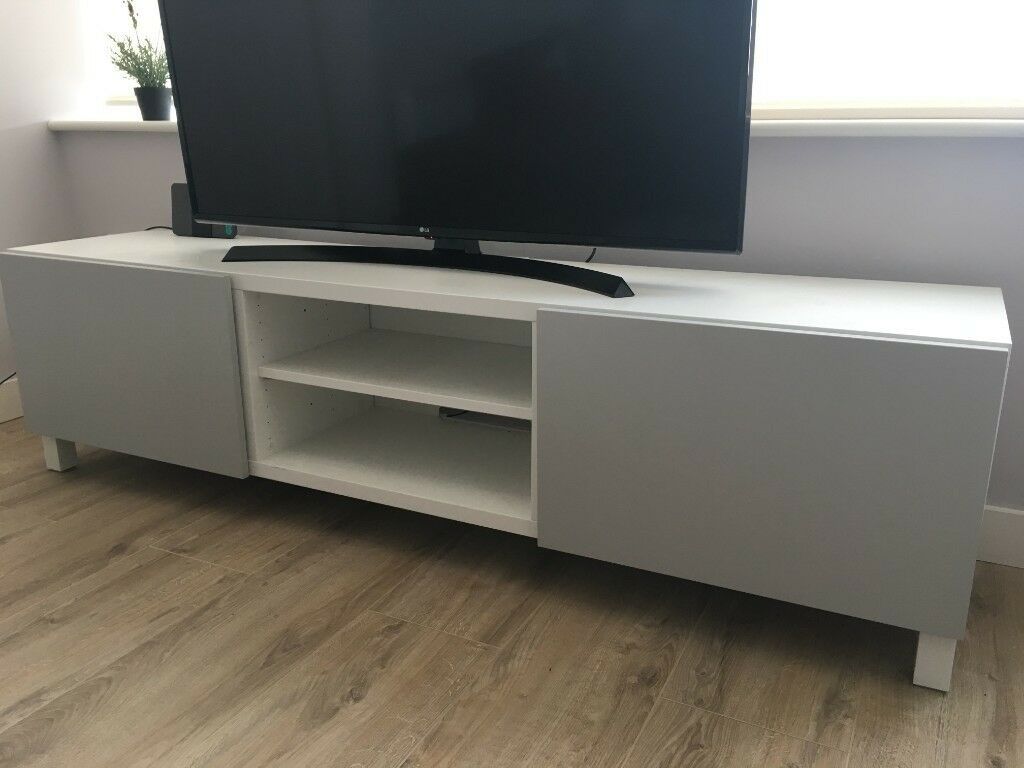 Ikea Tv Stand (besta) – White/grey | In Wanstead, London In Tv Console Table Ikea (View 13 of 15)