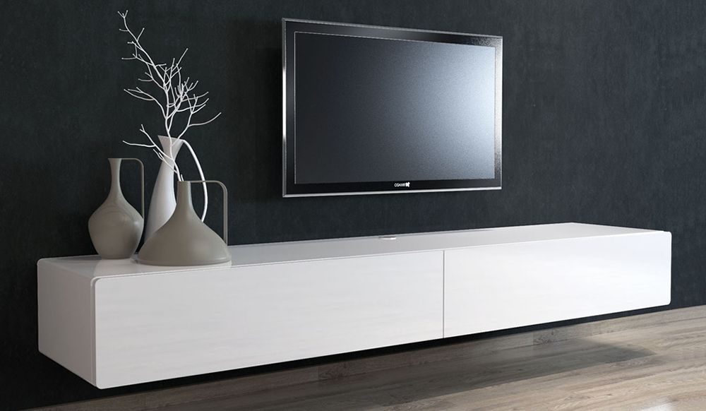 Ikon White Floating Tv Unit – Medium – Delux Deco In White Wall Mounted Tv Stands (View 12 of 15)