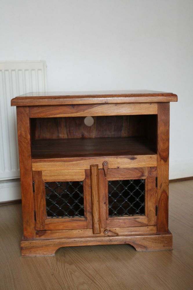 Indian Wood Sheesham Jali Solid Small Wood Tv Cabinet Tv Stand Inside Sheesham Wood Tv Stands (View 8 of 15)